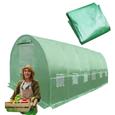 Produktbild von Foliengewächshaus 6×3 m 18 m2 Treibhaus mit Stahlrahmen Tomatenhaus Winterfest PE Folie Garten