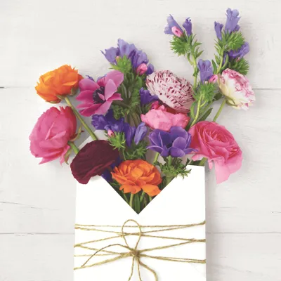 Produktbild von 20 Servietten Blooming Letter - Brief voller Blumen 33x33cm