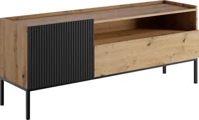 Produktbild von MIRJAN24 TV-Lowboard Como 150 1D1SZ, TV-Tisch mit Drehtür und Schublade, Stilvoll Wohnzimmer RTV-Schrank (Farbe: Artisan Eiche / Artisan Eiche + Schwarz)