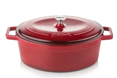 Zdjęcie produktu dla Srebrne garnki owalne - 33 cm - 4,0 litry - żeliwo - 4-warstwowa powłoka emaliowana