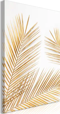 Produktbild von Italienischer Leinwand Leinwandbild - Golden Palm Leaves (1 Part) Vertical 60x90 cm Blätter b-C-0576-b-a