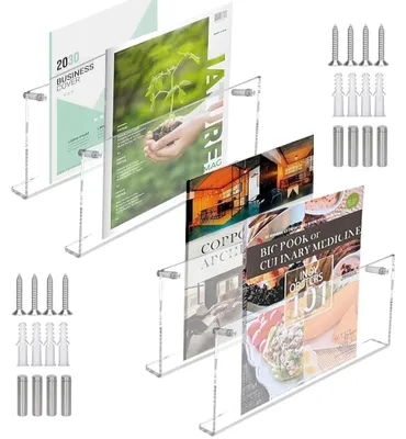 Image de Porte-revues mural en acrylique, transparent, lot de 4, 30 cm