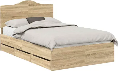 Image de vidaXL Cadre de lit en chêne Sonoma 120 x 190 cm Bois d'ingénierie