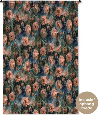 Produktbild von MuchoWow® Wandteppich Wandbehang Rosen - Aquarell - Rosa 120x180 cm Tapisserie Dekoration Wandtuch - Schlafzimmer - Dekorationen für das Haus