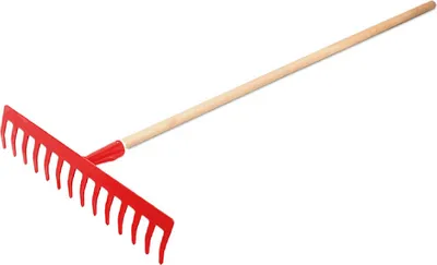 Produktbild von Gartenrechen Gartenharke Rechen Harke Rasenrechen Kohlestahl 10 Zinken/Rot -100cm