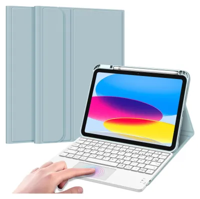 Produktbild von Fintie Tastatur Hülle für iPad 11. Generation 2025 11", iPad 10. Generation 2022 10.9" Schutzhülle mit magnetisch Abnehmbarer Deutscher Tastatur und Touchpad Keyboard mit QWERTZ Layout, Eisablau