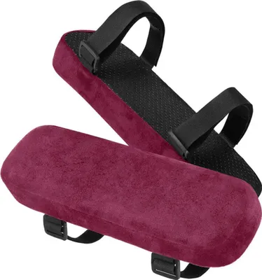 Produktbild von Stuhl-Armlehnenpolster,2 Pack gepolsterte Armlehnenpolster mit Memory-Foam-Ellbogenkissen zur Druckentlastung der Unterarme (Burgund)
