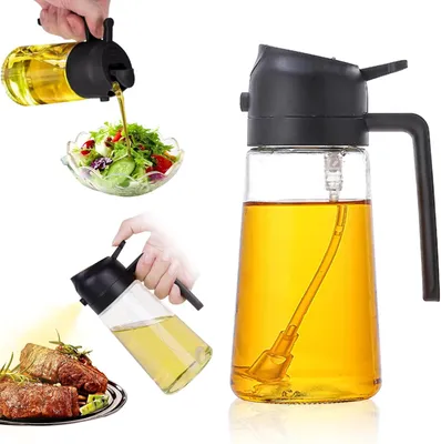 Imagen del producto de Botella pulverizadora de aceite, 470 ml, 2 en 1: pulveriza y riega, ideal para la cocina