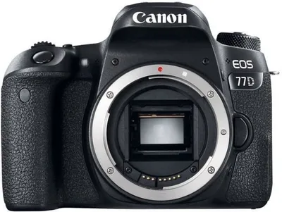 Produktbild von Canon EOS 77D, 24,2 MP, 6000 x 4000 Pixel, CMOS, Full HD, Touchscreen, Schwarz
