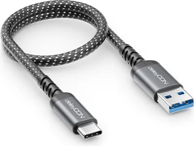 Produktbild von deleyCON 0,30m USB-A auf USB-C Kabel Kurz USB 3.0 5Gbps (USB 3.2 Gen1) Ladekabel Datenkabel für Smartphone Tablet Notebook Kamera HDD SSD Externe Festplatte Usw.