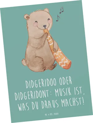 Produktbild von Mr. & Mrs. Panda Postkarte Didgeridoo Musik - Meeresbrise - Geschenk, Spielen lernen, spirituell, Grußkarte, Ansichtskarten, einzelkarte, Kultur, Ansichtskarte, Technik