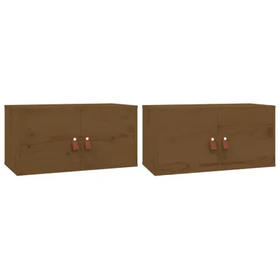 Produktbild von Wandschränke 2 Stk. Honigbraun 60x30x30 cm Massivholz Kiefer