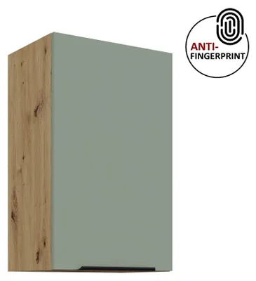 Produktbild von Küchen Hängeschrank 45 cm ARIA Aquamarin ultra matt + Eiche Artisan matt, hochwertige Fronten mit Anti Fingerprint Beschichtung Küchenzeile Küchenblock