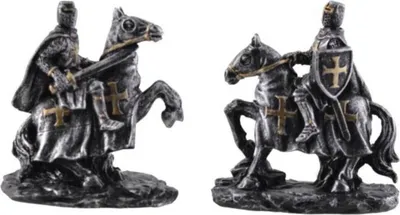 Produktbild von 2er Set silber-goldene Kreuzritter auf Pferd