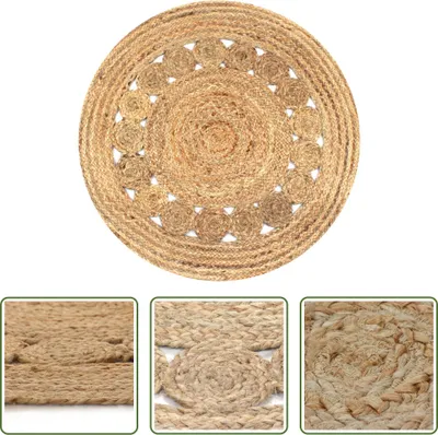 Produktbild von The Living Store Teppich Flechtmuster Jute 90 cm Rund