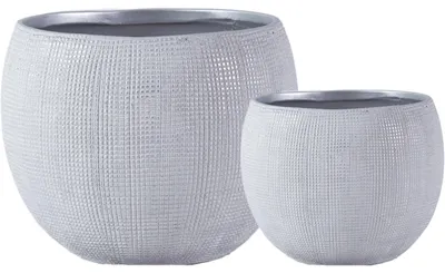Image de Ensemble de 2 pots en céramique de couleur gris clair