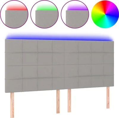 Produktbild von vidaXL LED Kopfteil Hellgrau 200x5x118/128 cm Stoff