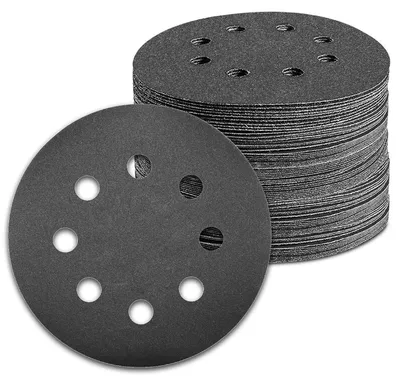 Obrázok produktu pre Brúsny papier, 100 kusov, 125 mm, s lepiacou vrstvou, 8 otvorov, zrniteľnosť 600, karbid kremíka, určený pre excentrické brúsky