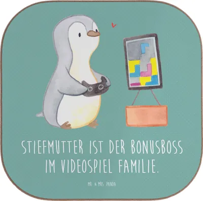 Produktbild von Mr. & Mrs. Panda Tassenuntersetzer Stiefmutter Bonusboss - Meeresbrise - Geschenk, gläseruntersetzer, Untersetzer für Gläser, persönliche Erinnerungen, Besonderes