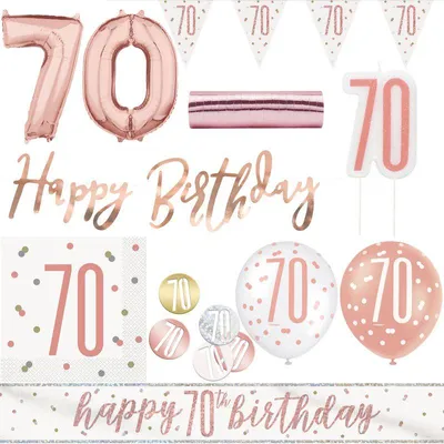 Produktbild von 70. Geburtstag Deko roségold Party Dekoration Set Frau Set Geburtstagsdeko Jubiläum