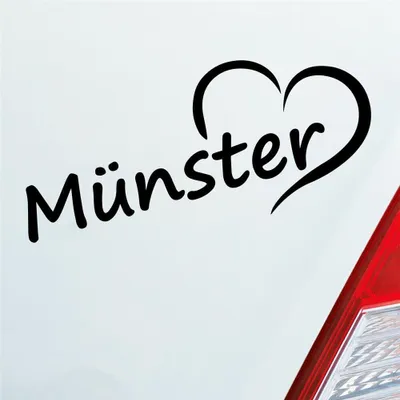 Produktbild von Auto Aufkleber Münster Herz Heart Stadt City Liebe Love 18,5x8 cm Schwarz Matt Sticker Heckscheibenaufkleber