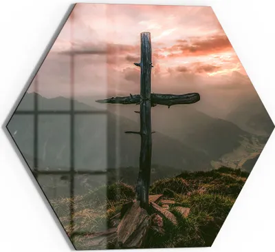 Produktbild von DEQOART Glasbild Echtglas 55x48 cm 'Gipfel des Glaubens' Wandbild Bild modern Deko