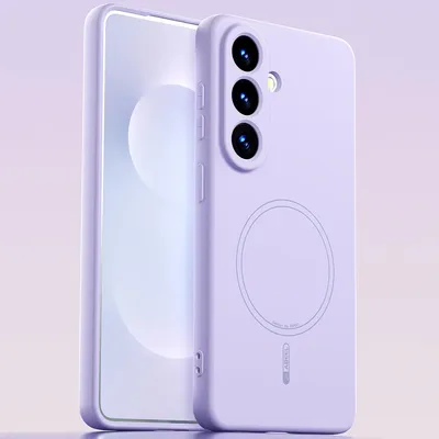 Image de Étui magnétique pour Samsung Galaxy S26, compatible MagSafe, en silicone souple, résistant aux chocs et aux rayures - Violet