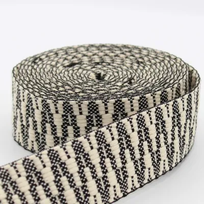 Gurtband 5 m x 38 mm, Ethno-Zickzack, kaki/ecru