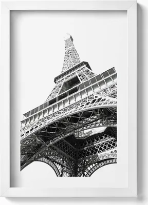 Produktbild von Schwarzer und weißer Eiffelturm in Paris– Wandbild mit Rahmen – Gerahmtes Bild  – Wanddekoration – 20x30 cm – Weiß