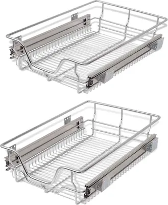 Obrázok produktu pre vidaXL Vstavaná zásuvka Výsuvný kôš 2 ks Strieborná 400 mm