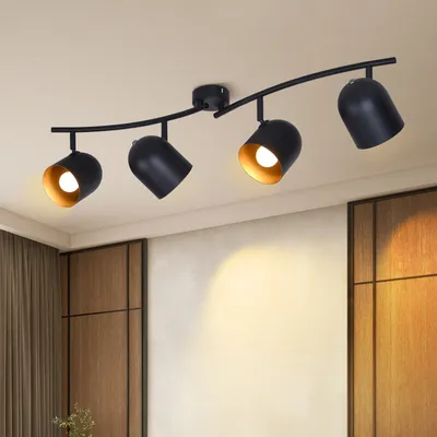 Produktbild von ZMH 4 Flammig Deckenleuchte Vintage Deckenlampe Wohnzimmer E14 Deckenspots in Schwarzgold Küchenlampe Metall schwenkbar Spotleuchte Ohne Leuchtmittel