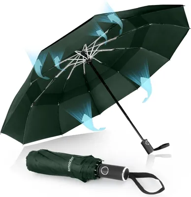 Produktbild von Herreicher Automatik Regenschirm Sturmfest Groß Taschenschirm Winddicht Leicht Faltbar