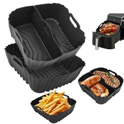 3er-Set Silikon-Airfryer-Formen mit Fettabscheidung