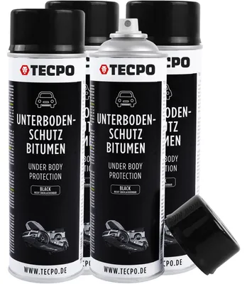 Produktbild von TECPO Unterbodenschutz Bitumen 4x 500ml schwarz Steinschlagschutz UBS Versieglung Spray Schutz vor Steinschlag, Rost, Chemikalien mit Anti-Dröhn-Wirkung