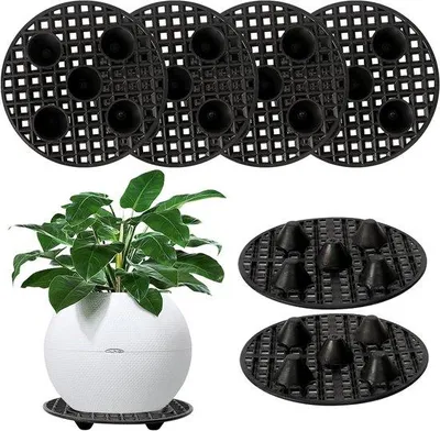 Image de Tapis de drainage rond en plastique de 20 cm pour pots de fleurs, pour l'intérieur et l'extérieur