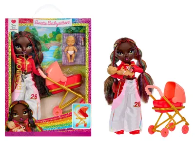 Image de Rainbow High Junior High : Les meilleures amies et baby-sitters – Iris Bow (Rainbow), poupée à la mode, pour filles, à partir de 4 ans, convient aux garçons et aux filles, 230 mm, multicolore