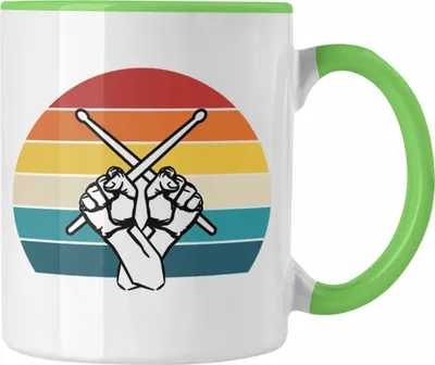 Produktbild von Trendation - Retro Schlagzeug-Spieler Geschenk Tasse Grafik für Schlagzeuger (Grün)