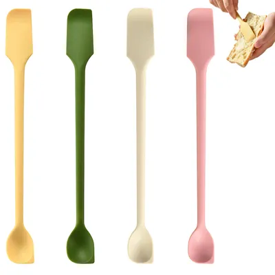 Produktbild von Praktisches 4-teiliges Küchenutensil-Spatelset, kleine Mini-Spatel mit doppelseitigem Teigschaber, kleine Größe für Kosmetik- und Lebensmittelgläser
