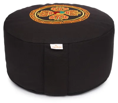 Produktbild von yogabox Meditationskissen Glückssitz® Doppeldorje - schwarz 33 x 33 x 15 cm  Buchweizenschalen