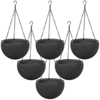 Produktbild von 6x Hängepflanzgefäß Keter Sphere Planter, Farbe Anthrazit