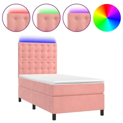 Produktbild von Boxspringbett mit Matratze & LED Rosa 90x200 cm Samt
