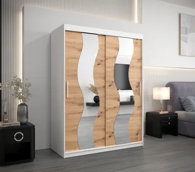 Obrázok produktu pre Šatníková skriňa so zrkadlami IRMA - šírka 150 cm, biela / dub artisan
