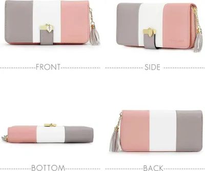 Image de Porte-monnaie femme Multicolore rayé RFID Blocker Portmonee