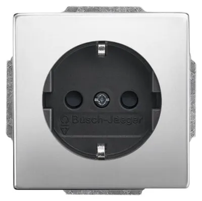Imagen del producto de BJ, enchufe Schuko de acero inoxidable 20EUCKS-866, modelo combinado con placa de montaje elevada / acero inoxidable