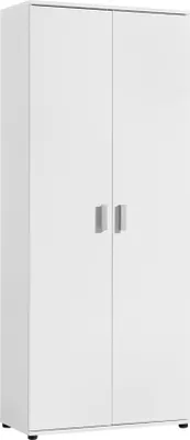 Produktbild von Mehrzweckschrank 75 cm breit mit Einlegeböden 75x35x184 cm (BxTxH) Weiß, mit 2 Türen & 6 Einlegeböden