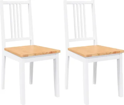 Image de vidaXL Chaises de salle à manger 2 pcs. Blanc Bois massif Hévéa