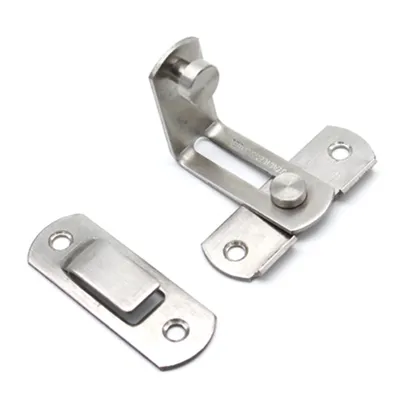 Two stainless steel door latches on a white background.