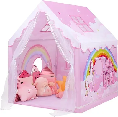 Imagen del producto de Tienda infantil para interiores, casa de juegos con ventanas, diseño de unicornio