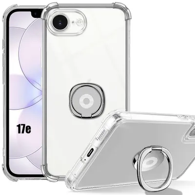 Image de Coque pour iPhone 17e, Antichoc Transparent Protection avec Support Argenté Réglable