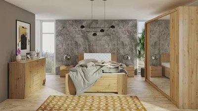 Obrázek produktu pro Ložnicová sestava s postelí 160x200 CORTLAND 4 - dub artisan / bílá